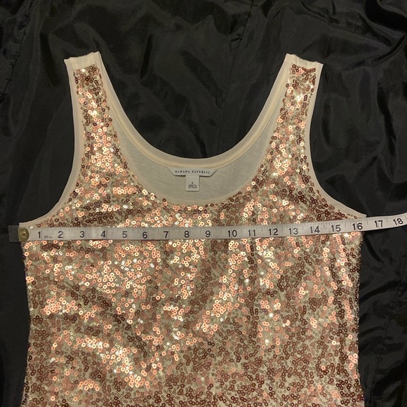 NWOT 2 layer 100% cotton tank with copper & silver sequins on mesh overlay. - Picture 3 of 11